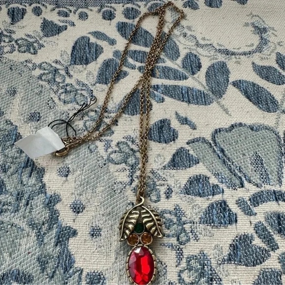 Patricia Nash Gold-Tone Leaf & Multicolor Stone 28" Long Pendant Necklace NWT - Picture 8 of 10